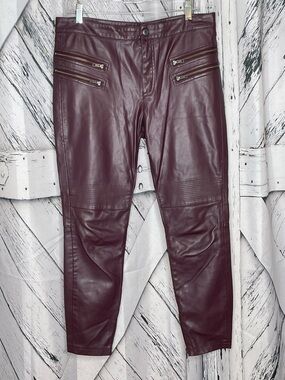 Free People faux leather pants skinny  burgundy 10